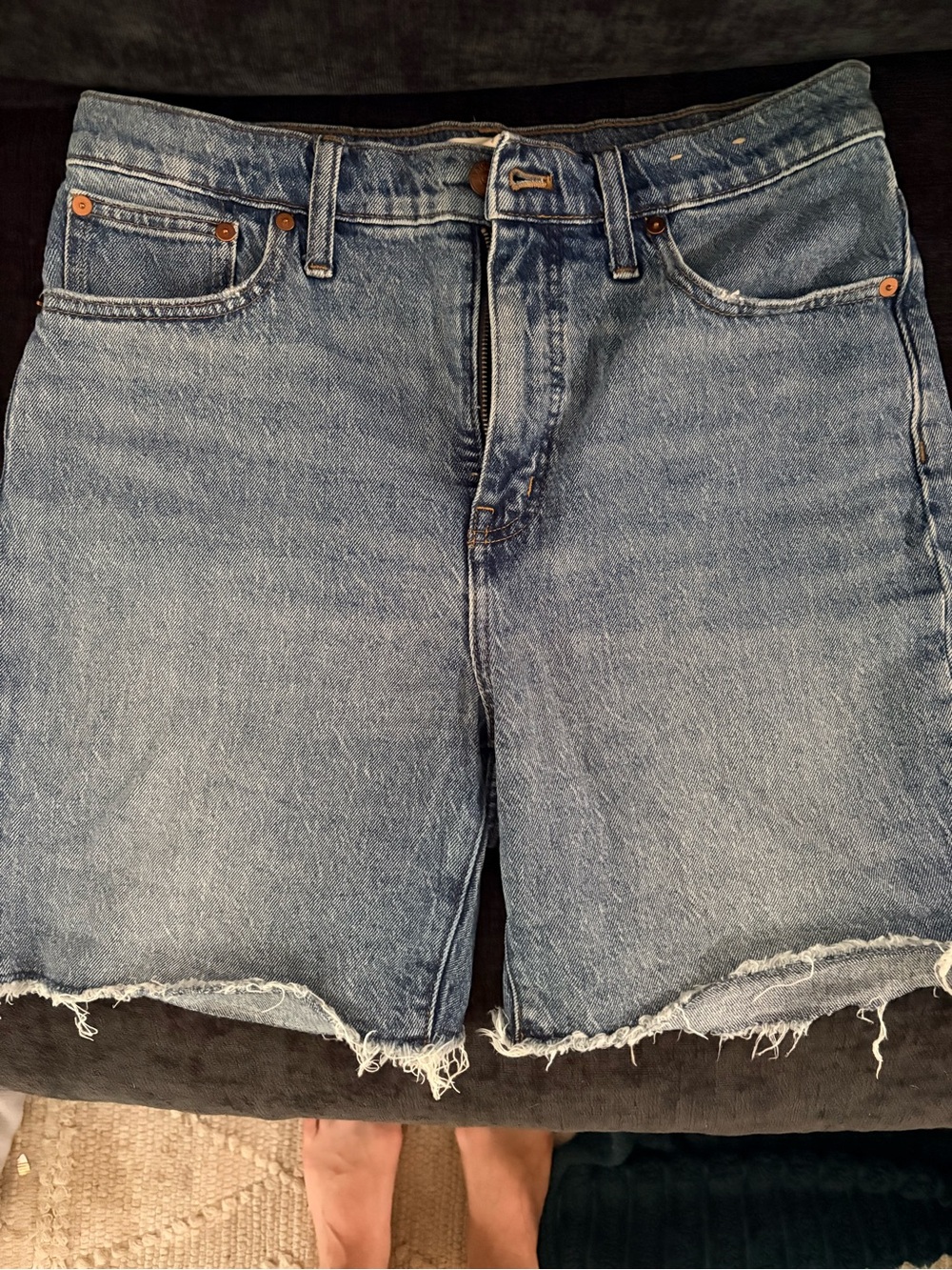 Madewell Light Blue Frayed Hem Denim Shorts